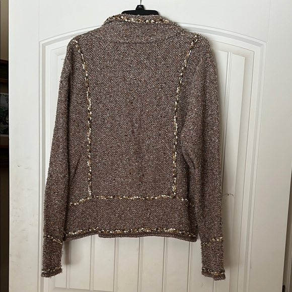 Coldwater Creek Brown Sequin Embellished Cropped Jacket - Picture 3 of 12